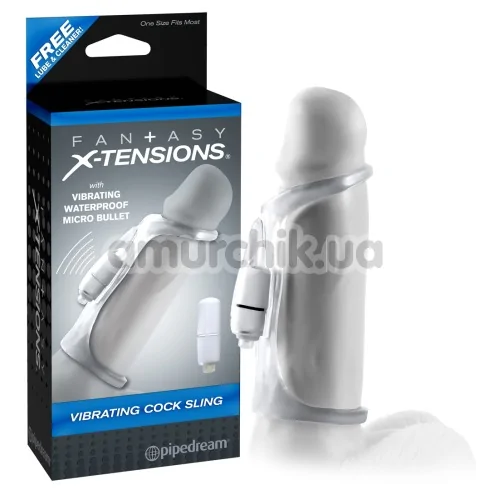 Насадка на пеніс з вібрацією Fantasy X-tensions Vibrating Cock Sling, прозора