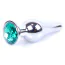 Анальная пробка с зеленым кристаллом Exclusivity Jewellery Silver Plug Long, серебряная - Фото №1