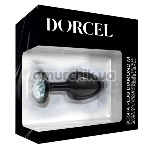 Анальна пробка з прозорим кристалом Dorcel Geisha Plug М, чорна