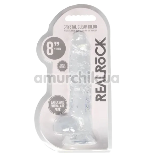 Фаллоимитатор Realrock Crystal Clear Dildo Realistic 8, прозрачный