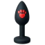 Анальная пробка с прозрачным кристаллом Alume Silicone Heart Paw Plug S, черная - Фото №4
