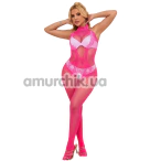 Комбінезон Star Night Rose Lace and Fishnet Turtleneck Bodystocking, рожевий - Фото №1