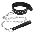 Ошейник с поводком Fetish Tentation Choker Rivets and Leash, чёрный - Фото №1