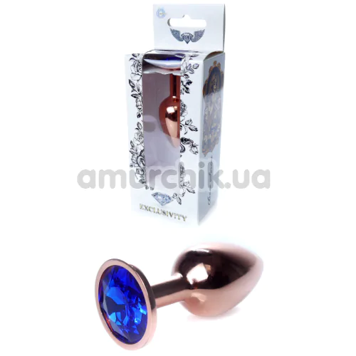 Анальная пробка с синим кристаллом Exclusivity Jewellery Red Gold Plug, золотая