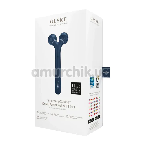 Ультразвуковий масажер для обличчя Geske Sonic Facial Roller 4 in 1, синій