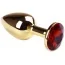Анальная пробка с красным кристаллом SWAROVSKI Gold Ruby Small, золотая