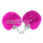 Наручники с розовым мехом Love Hand Cuffs, серебряные - Фото №1