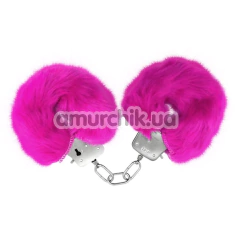 Наручники з рожевим хутром Love Hand Cuffs, срібні - Фото №1