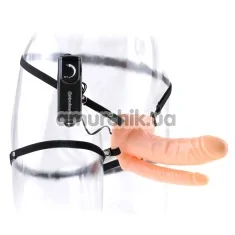 Двойной полый страпон с вибрацией Fetish Fantasy Series 6 Double Penetrator Vibrating Hollow Strap-On, телесный - Фото №1