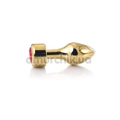 Анальная пробка с красным кристаллом Toyfa Metal 717034-9, золотая