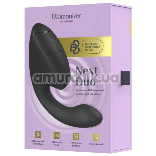 Вібратор з вакуумним стимулятором Womanizer Next Duo, чорний