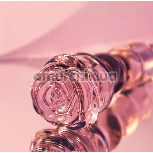 Анальна пробка Glaze Glass Rosebud Beaded Plug 5.5, рожева