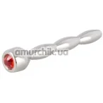 Уретральная вставка с красным кристаллом Penis Plug Jewellery Pin, серебряная - Фото №1