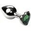 Анальна пробка із зеленим кристалом SWAROVSKI Silver Heart Emerald Small, срібна