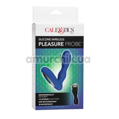 Вібростимулятор простати для чоловіків Silicone Wireless Pleasure Probe, синій