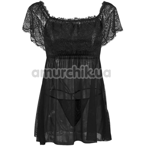 Комплект Star Night Fantasy Set, чорний: пеньюар + трусики-стрінги
