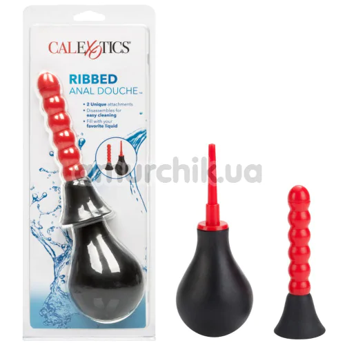 Інтимний душ Ribbed Anal Douche, червоно-чорний