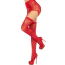 Комплект Leg Avenue Lace Thigh Highs & Garterbelt, красный: чулки + пояс - Фото №4