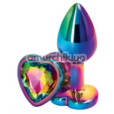 Анальна пробка з мультикольоровим кристалом Loveshop Seamless Butt Plug Heart S, мультикольорова - Фото №1
