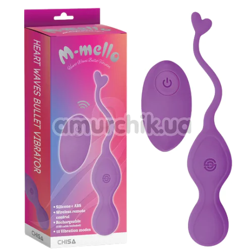 Виброяйцо M-Mello Heart Waves Bullet Vibrator, фиолетовое
