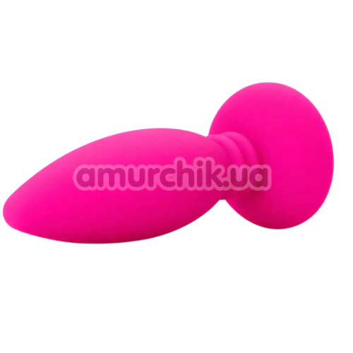 Анальная пробка с розовым кристаллом Alume Silicone Textured Teardrop Anal Plug XS, розовая
