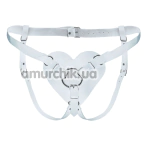 Трусики для страпона Feral Feelings Hearts Strap-On Belt Leather, білі - Фото №1