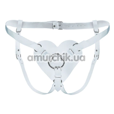 Трусики для страпона Feral Feelings Hearts Strap-On Belt Leather, білі - Фото №1