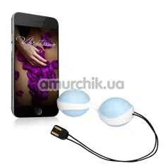 Вагинальные шарики с вибрацией Amor Vibratissimo Balls, бело-голубые - Фото №1