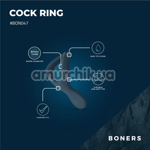 Эрекционное кольцо для члена Boners Cock Ring, синее