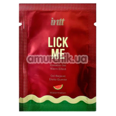 Оральний лубрикант з зігріваючим ефектом Intt Lick Me Kissable Gel Warm Effect Watermelon - кавун, 2 мл - Фото №1