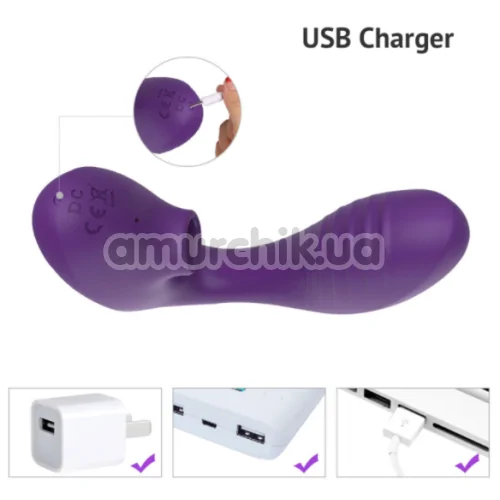 Вібратор з вакуумним стимулятором Tracy's Dog OG Sucking Vibrator, фіолетовий