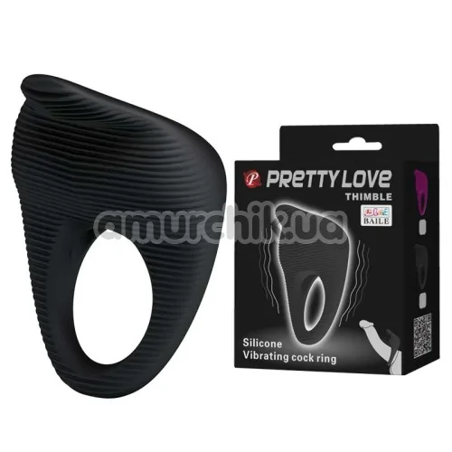 Виброкольцо Pretty Love Thimble, черное