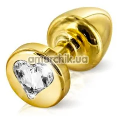 Анальна пробка з прозорим кристалом SWAROVSKI Anni R Heart T2, золотиста - Фото №1