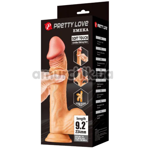 Фалоімітатор Pretty Love Sliding Skin Emeka 9.2, тілесний