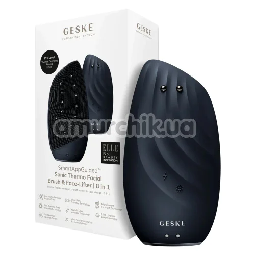 Щетка для лица Geske Sonic Thermo Facial Brush & Face-Lifter 8 in 1, черная