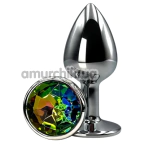 Анальная пробка с радужным кристаллом Alume Metal Plug S, серебряная - Фото №1
