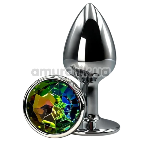 Анальна пробка з райдужним кристалом Alume Metal Plug S, срібна - Фото №1