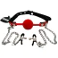 Кляп з затискачами для сосків DS Fetish Locking Gag With Nipple Clamps, червоно-чорний - Фото №1