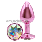 Анальная пробка с радужным кристаллом Alume Metal Plug S, розовая - Фото №1