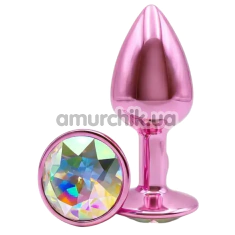 Анальна пробка з райдужним кристалом Alume Metal Plug S, рожева - Фото №1