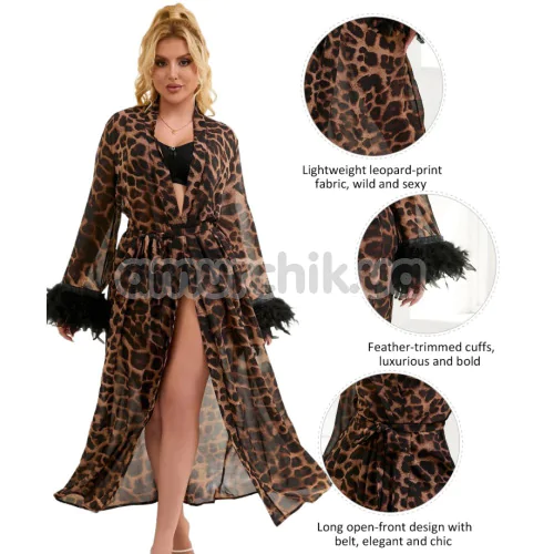Пеньюар Star Night Sexy Leopard Long Sleeve Robe, леопардовий