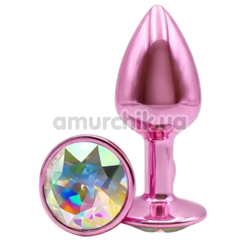 Анальна пробка з райдужним кристалом Alume Metal Plug S, рожева - Фото №1