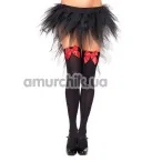 Панчохи з червоним бантиком Nylon Thigh Highs With Bow, чорні - Фото №1