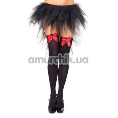 Панчохи з червоним бантиком Nylon Thigh Highs With Bow, чорні - Фото №1