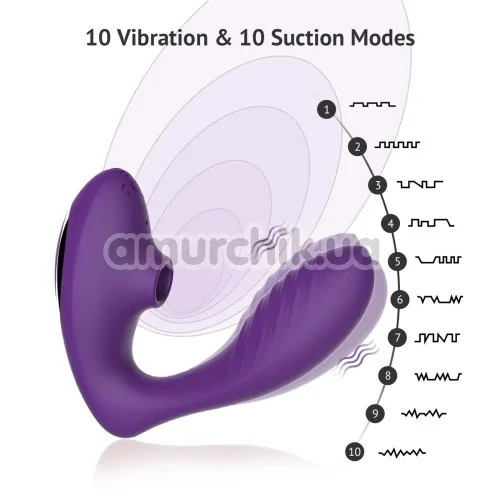 Вібратор з вакуумним стимулятором Tracy's Dog OG Sucking Vibrator, фіолетовий