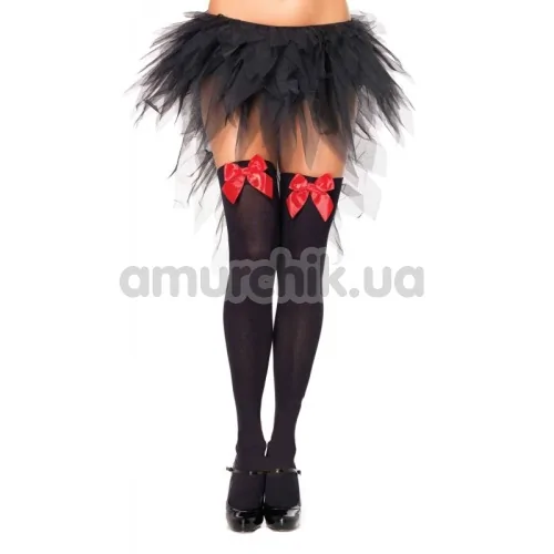 Панчохи з червоним бантиком Nylon Thigh Highs With Bow, чорні