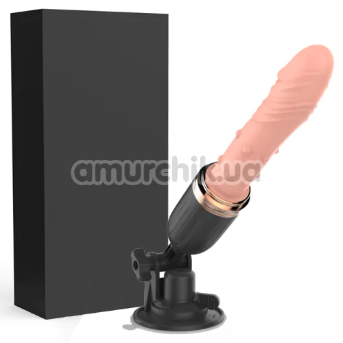 Вібратор з поштовхами і підігрівом Thrusting Dildo Sex Machine Vibrator Heating Function, тілесний