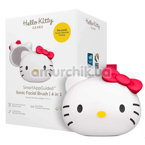 Ультразвуковая щетка для лица Geske Sonic Facial Brush 4 in 1 - Hello Kitty Head, белая