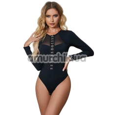 Боди Star Night Hook Buckles Bodysuit, черное - Фото №1