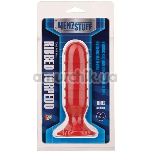 Анальна пробка Menz Stuff Ribbed Torpedo 5, червона